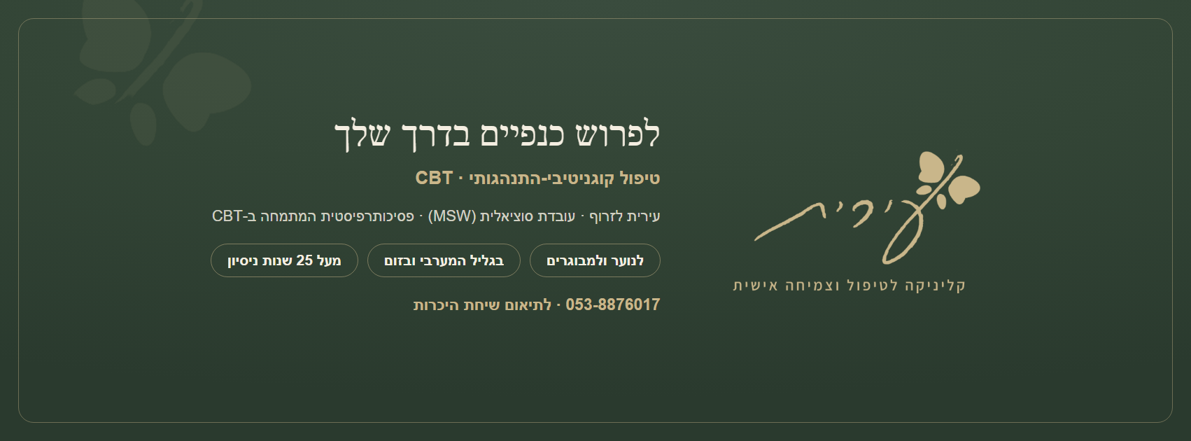 תמונת נושא לפייסבוק — הכיתוב משמאל והפרפר מימין