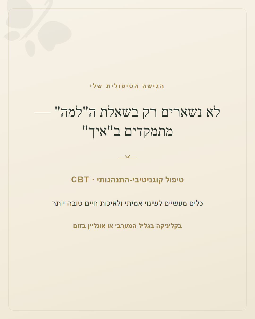 שקף 4 — הגישה הטיפולית